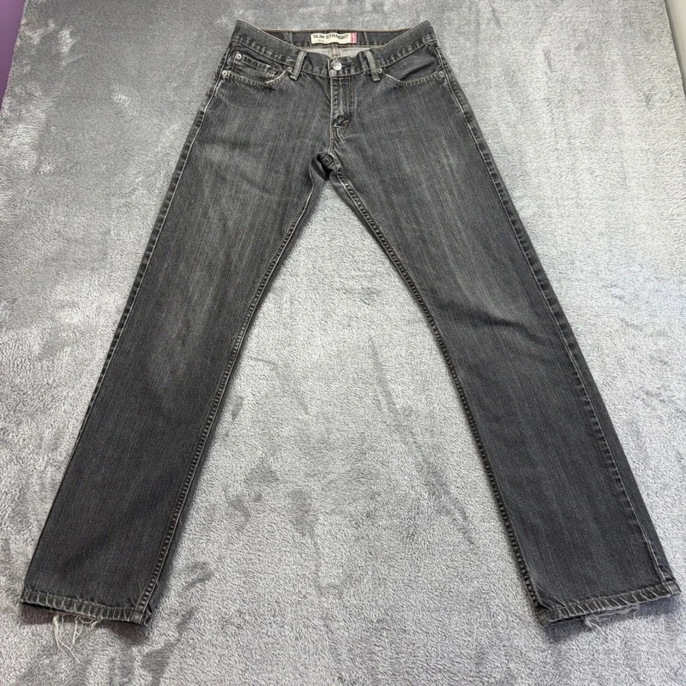 Levi's 514 Slim Straight Jeans Men 30x32 Black Good Frayed Hem Zip Fly